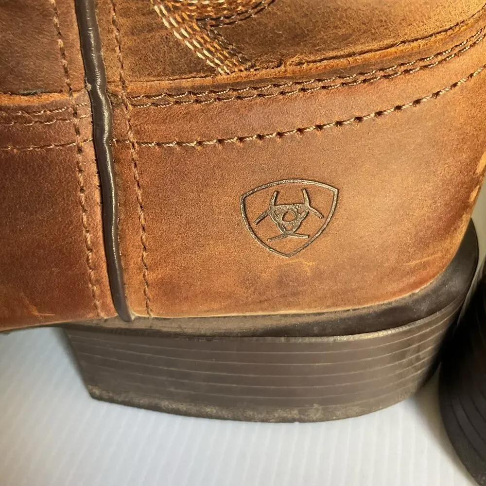 Ariat Men’s Western Cowboy Boots Brown Leather Deer Skull Square Toe Size 13D